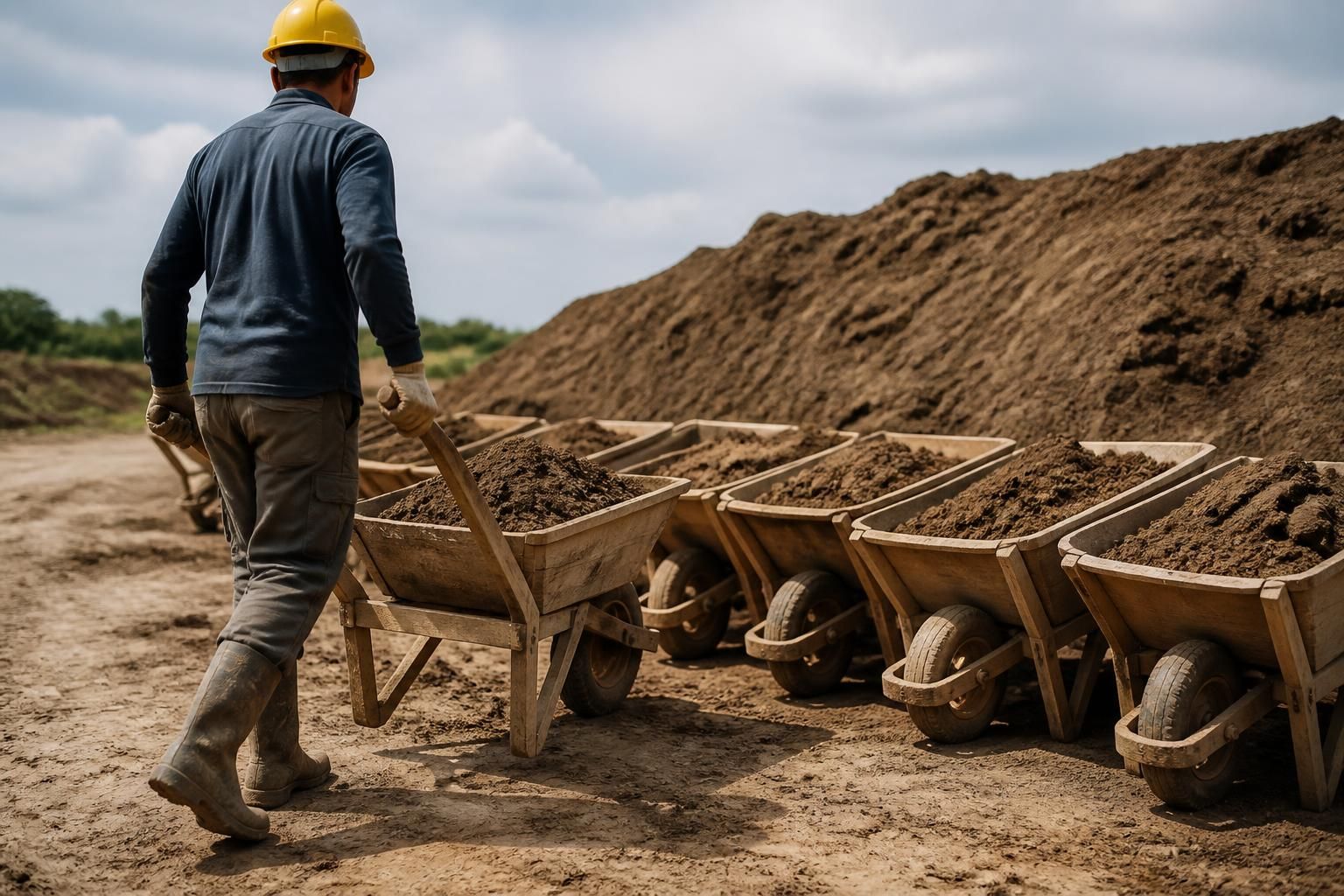 découvrez comment calculer précisément le nombre de brouettes nécessaires pour transporter 1m3 de terre et optimisez vos travaux de jardinage ou de construction.