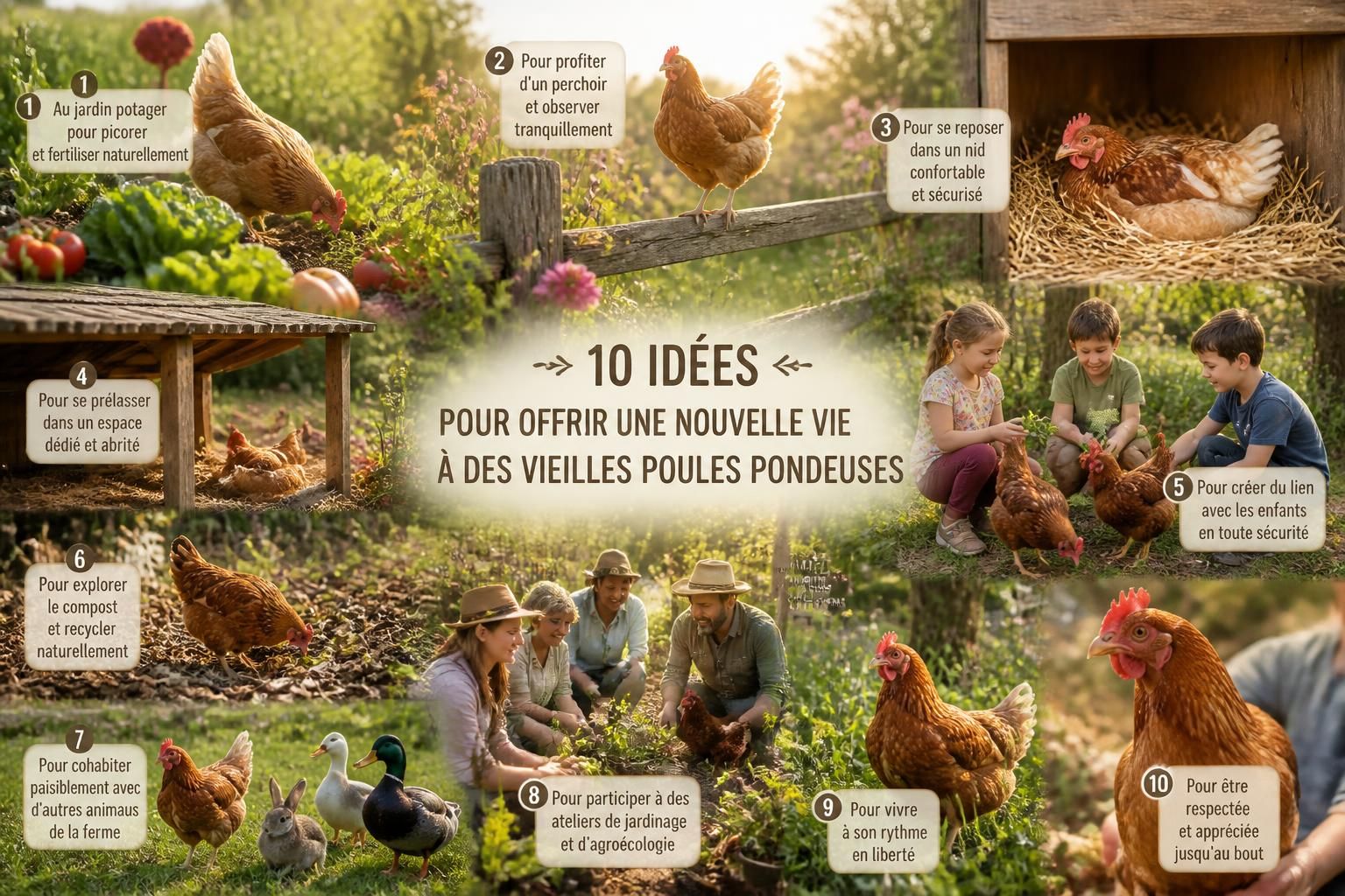 découvrez 10 idées pratiques et bienveillantes pour donner une seconde vie à vos vieilles poules pondeuses, en assurant leur bien-être et leur bonheur.