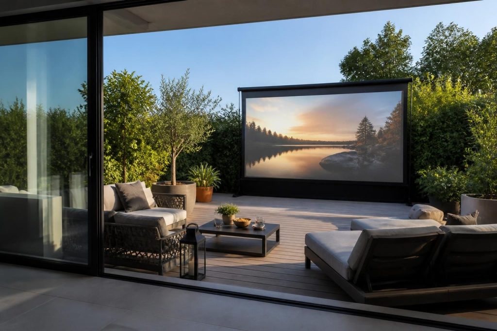 découvrez comment choisir la taille idéale et le recul optimal pour dimensionner un écran de projection adapté à votre terrasse et profiter d'une expérience visuelle parfaite en extérieur.
