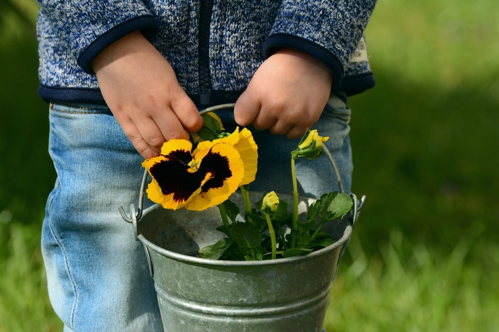 enfant avec fleur